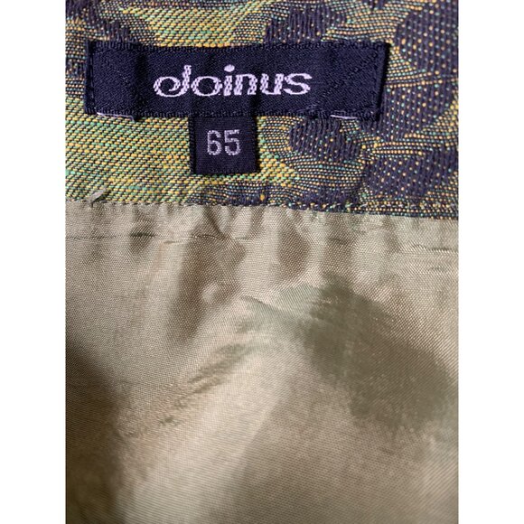 VTG 80s Joinus Korea Green/Black Grapevine Print Mini Pencil Skirt XS RZ10406 - Picture 4 of 9